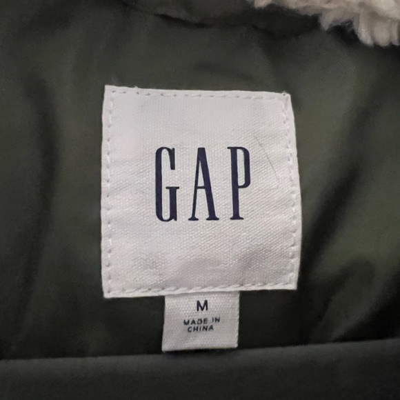 Gap ColdControl Max Long Puffer Coat. Mesclun Green, Sherpa Lined - Picture 3 of 6